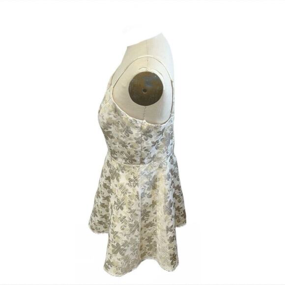 Trixxi Clothing Company Mini Dress Gold/Ivory Spaghetti Straps Prom Party Size L - Picture 4 of 7